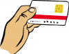 Hand, die eine Bankkarte hält