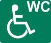 Schild mit Rollstuhlfahrer und WC