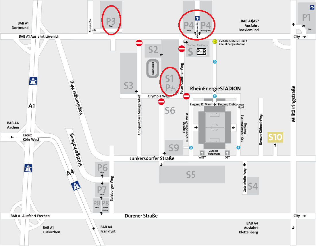 Lageplan der Parkplätze