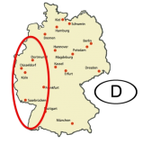 Deutschlandkarte mit Kreis um den Westen