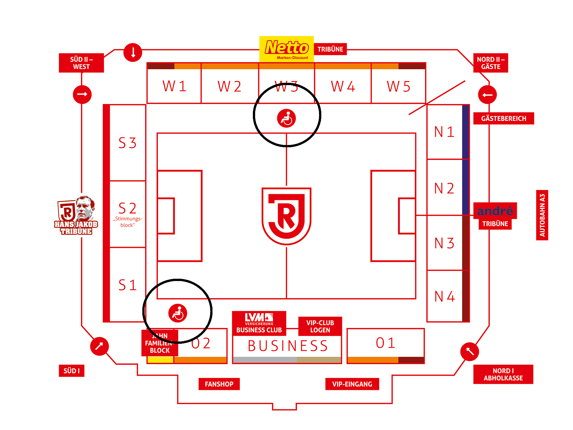 Jahnstadion - Plätze für Menschen im Rollstuhl