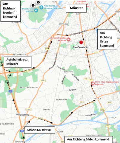 Anfahrtsskizze Preußenstadion Münster